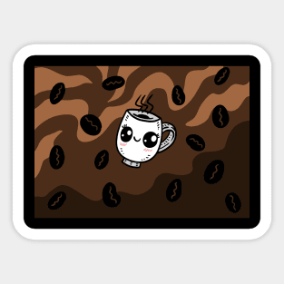 coffee beans, cute coffee mug. kawaii. Sticker